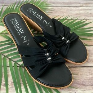 Italian Shoemakers Black Wedge Sandals